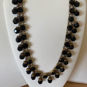 Beautiful Vintage Black & Gold Necklace & Earrings